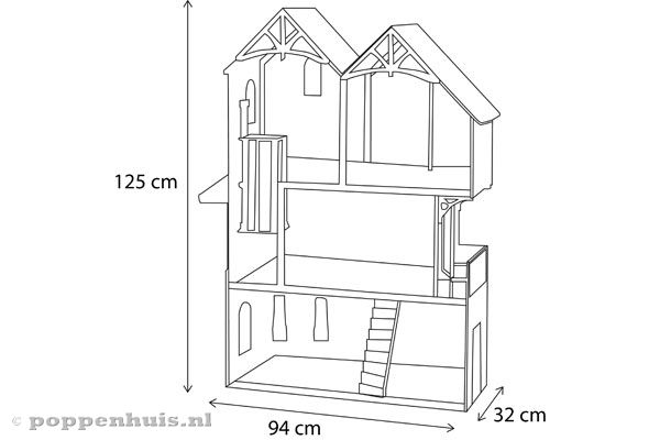 De afmetingen van poppenhuis Bella.