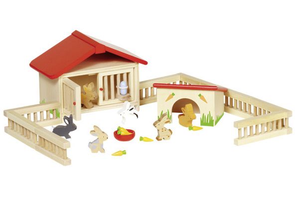 Poppenhuis konijnenhok van Goki.