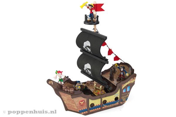 Met een groot schip.