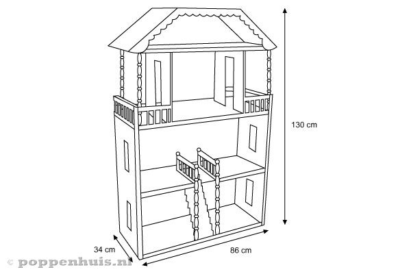 Afmetingen van poppenhuis Savannah.